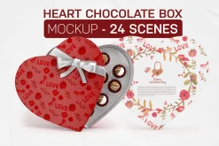 Heart Chocolate Box Mockup Kit