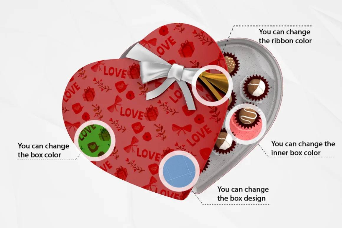 Heart Chocolate Box Mockup Kit