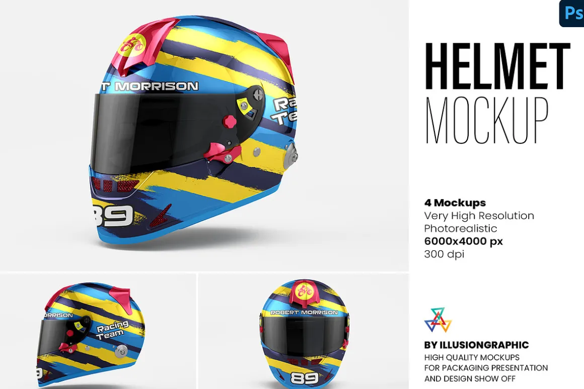 Helmet Mockup - 4 views