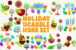 Holiday Candle Icons Set