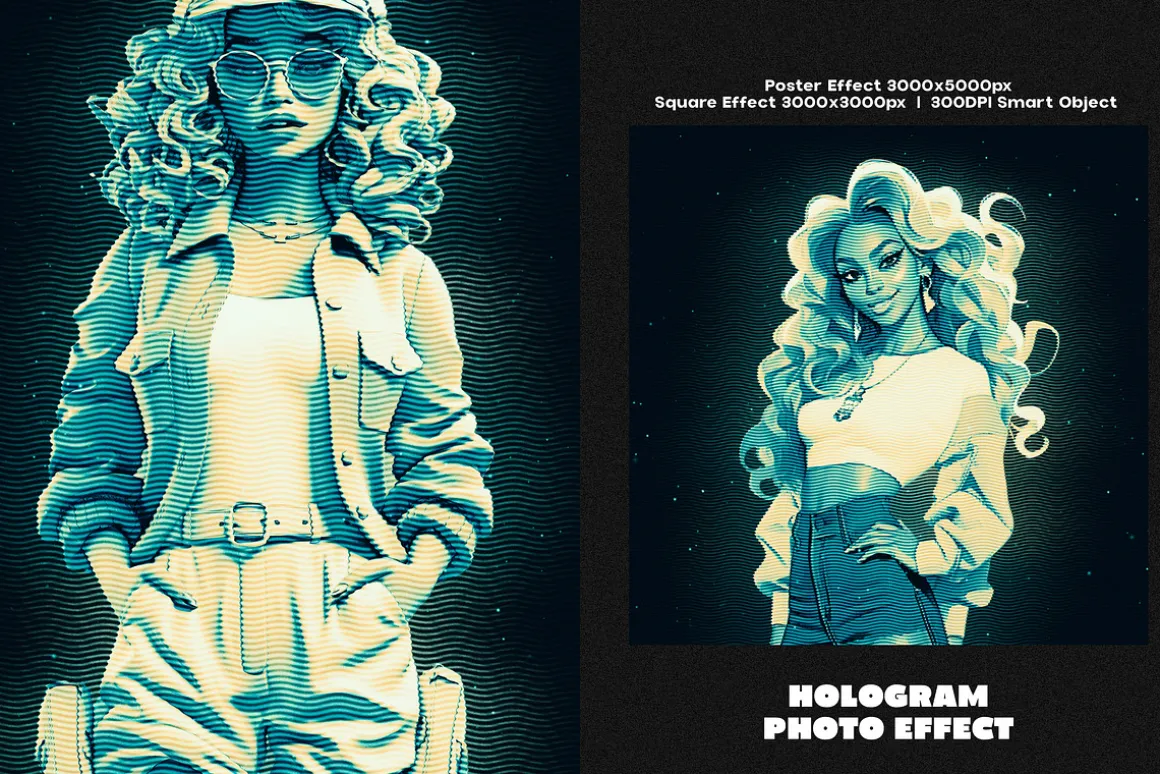 Hologram Square, Poster Photo Effect