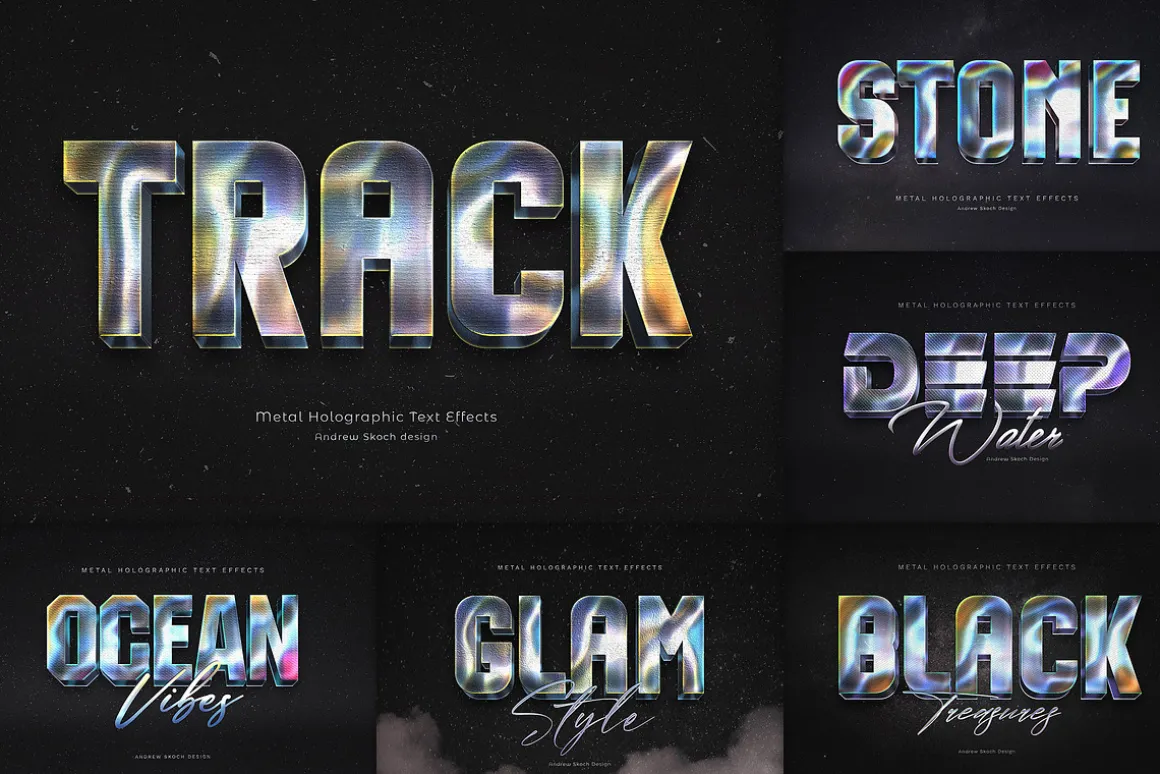 Holographic Text Logo Effects Bundle