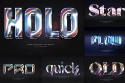 Holographic Text Logo Effects Bundle