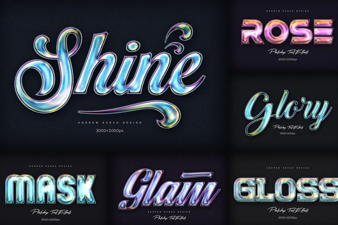 Holographic Text Logo Effects Bundle