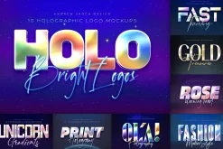 Holographic Text Logo Effects Bundle