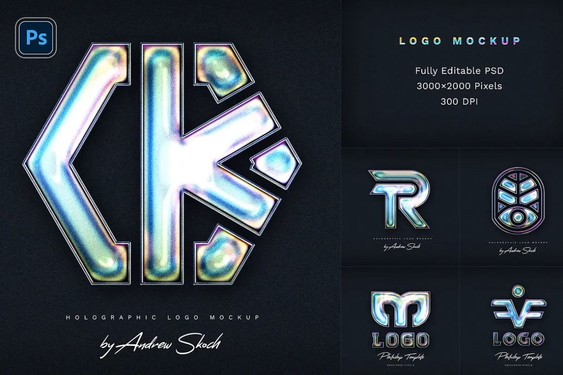 Holographic Text Logo Effects Bundle