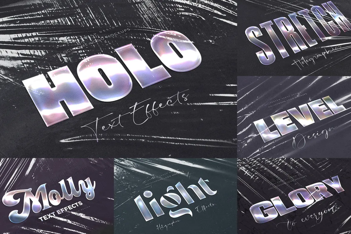 Holographic Text Logo Effects Bundle
