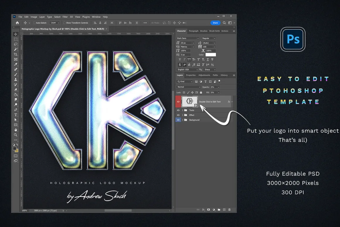 Holographic Text Logo Effects Bundle