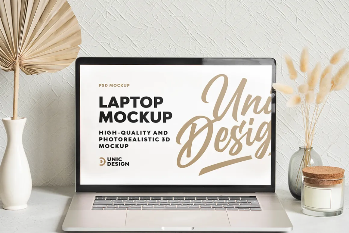 Home Office Concept Laptop Mockup
