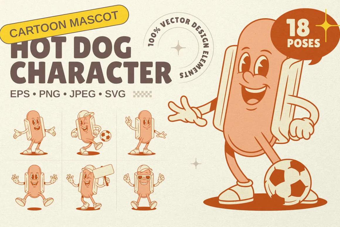 Hot Dog Cartoon Mascot Character