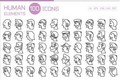 100 Human Face Avatars Set