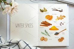Illustration of winter spices
