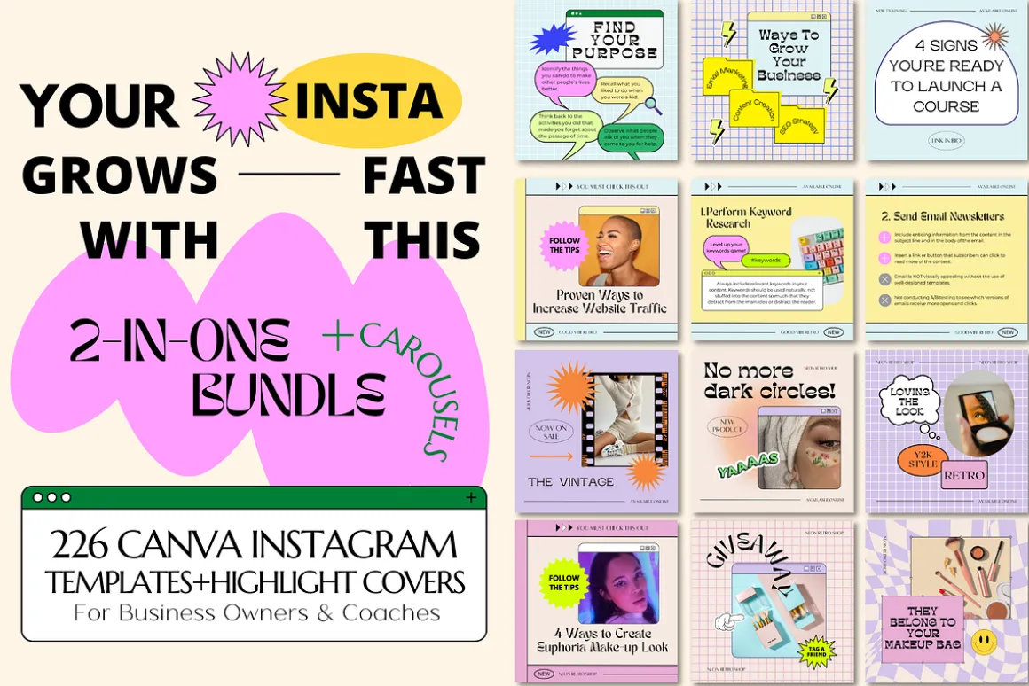 2-in-1 Canva Retro Aesthetic Bundle