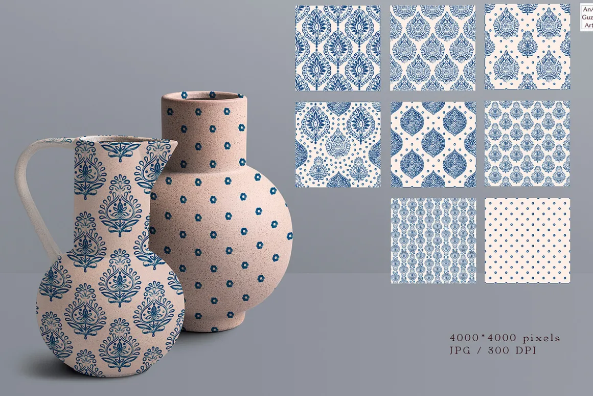 Indigo seamless pattern