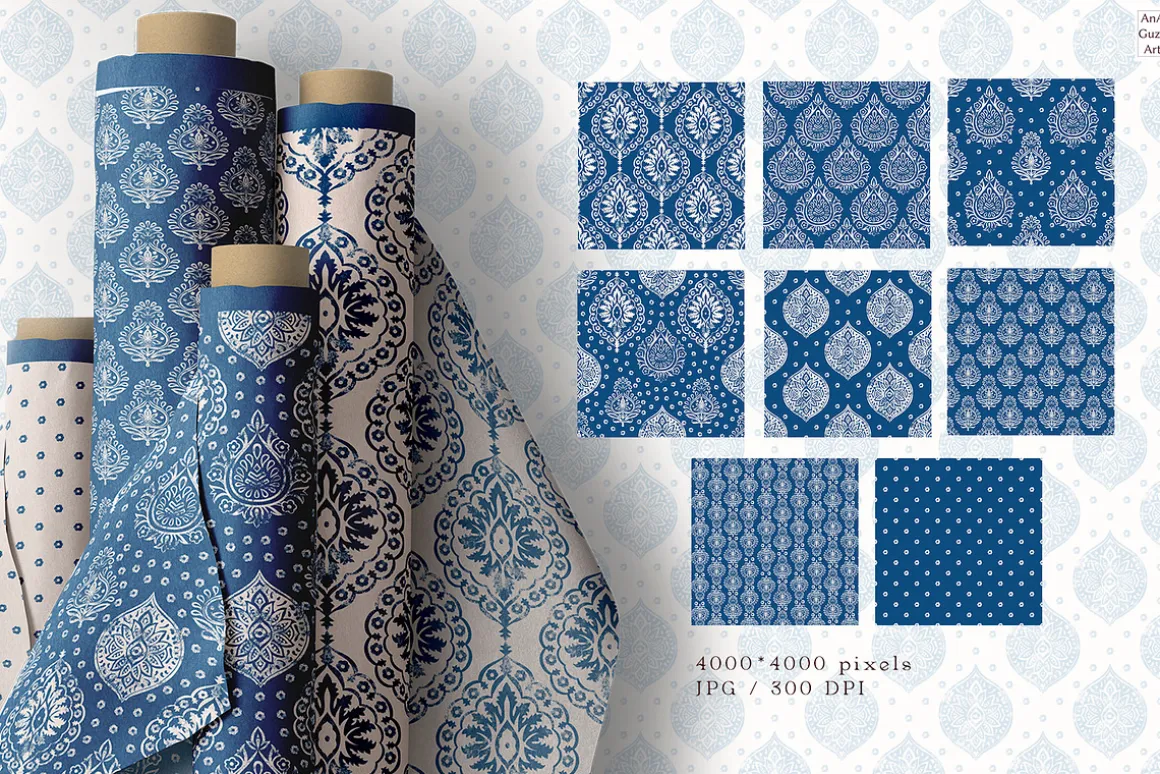 Indigo seamless pattern