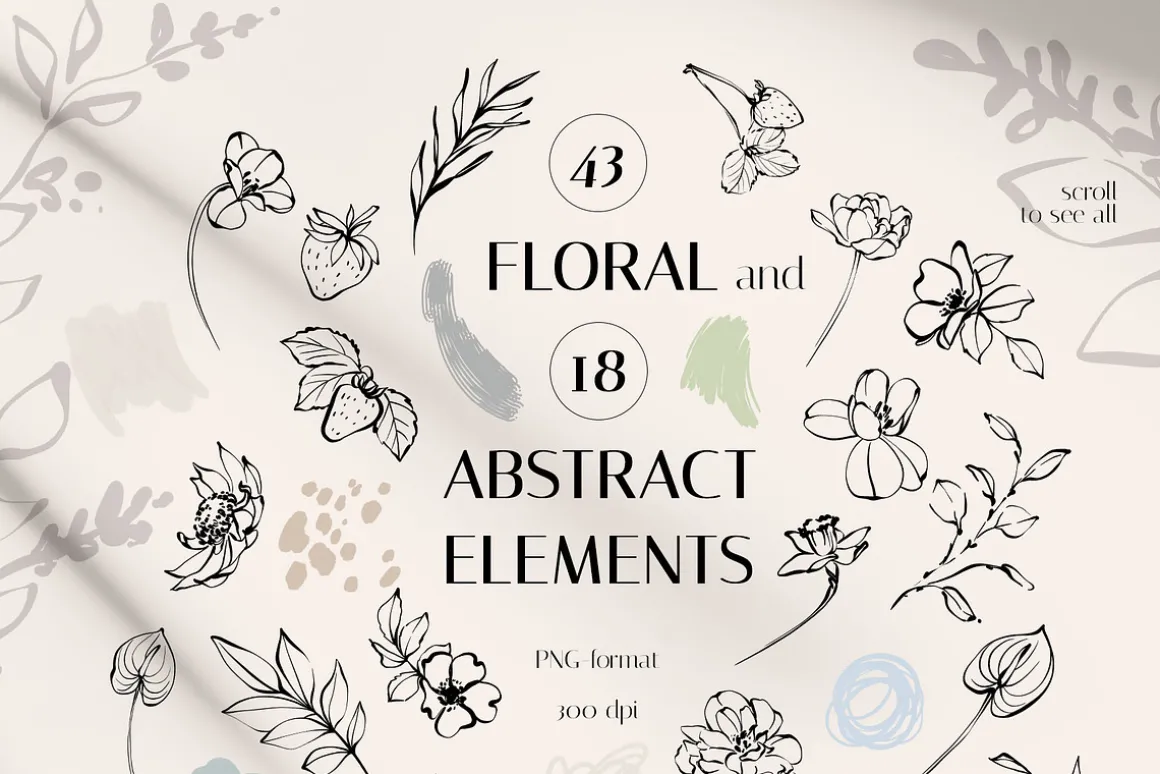 INKED BOTANY line art set