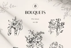 INKED BOTANY line art set