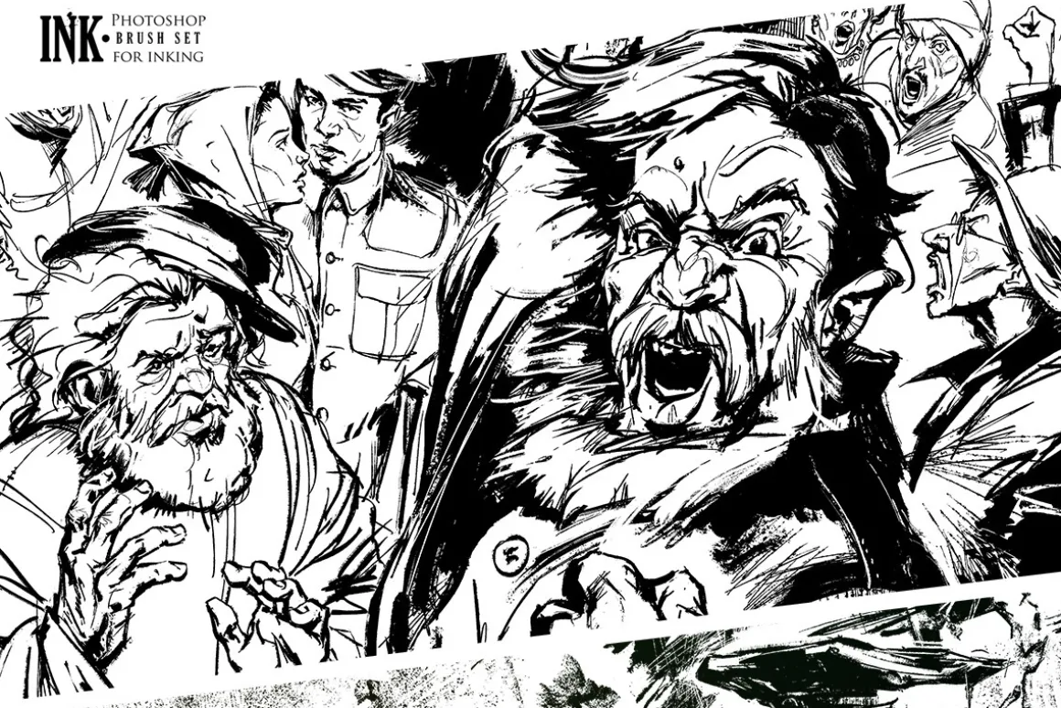 INK. 40 Photoshop Brushes for Inking