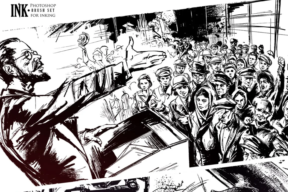 INK. 40 Photoshop Brushes for Inking