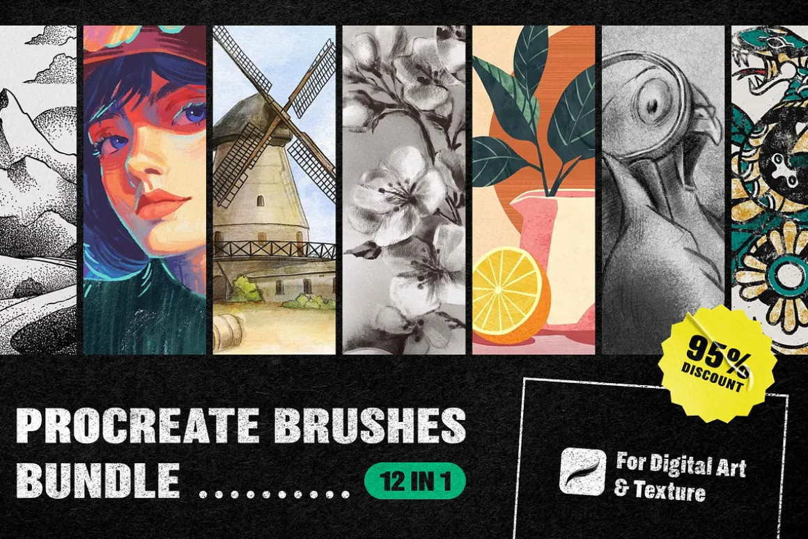 12-in-1 Procreate Brushes Bundle