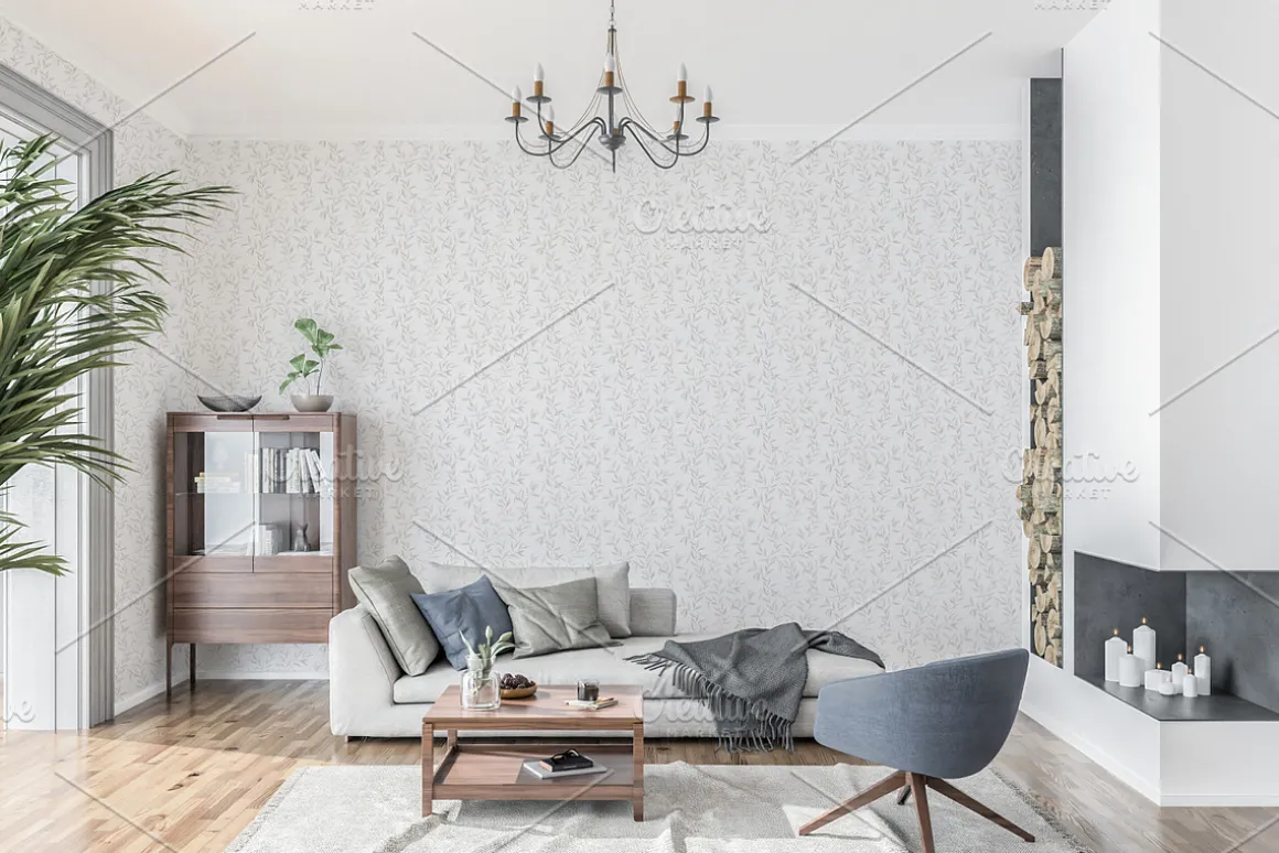 Interior wallpaper mockup