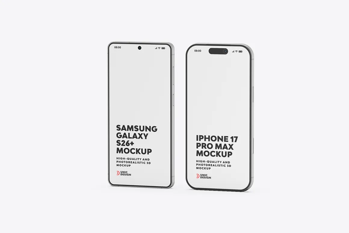 iPhone 17 & Samsung S26 Phone Mockup