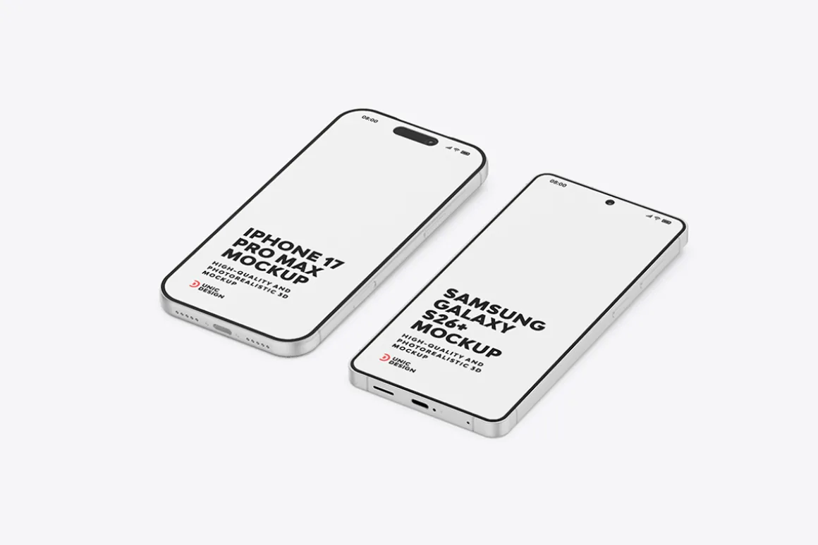 iPhone 17 & Samsung S26 Phone Mockup