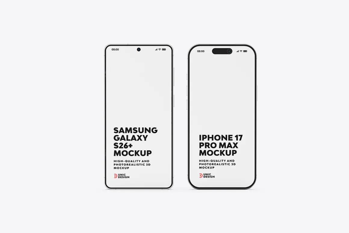 iPhone 17 & Samsung S26 Phone Mockup
