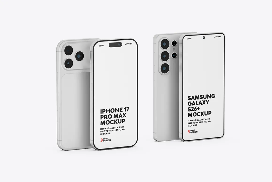 iPhone 17 & Samsung S26 Phone Mockup