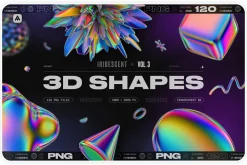 Iridescent Geometric 3D Shapes vol.3