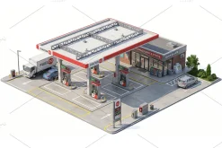 Isometric Gas Station 3D