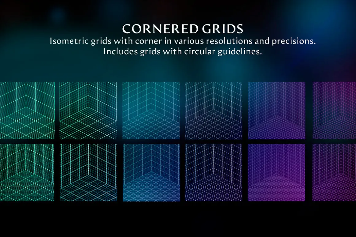 160 Isometric Guides (PNG, Brushes)