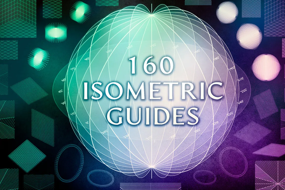 160 Isometric Guides (PNG, Brushes)