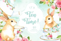 It's Tea Time! Watercolor Cliparts