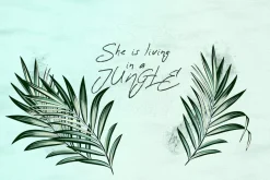 Jungle palm vector leaves set