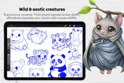 135 Kawaii Animal Procreate Stamps
