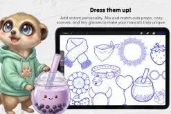 135 Kawaii Animal Procreate Stamps