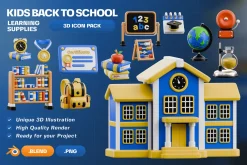Kids Back to School 3D Icon Pack