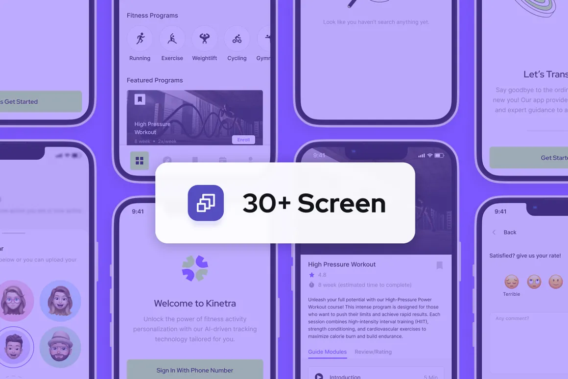 Kinetra - Fitness App UI Kit