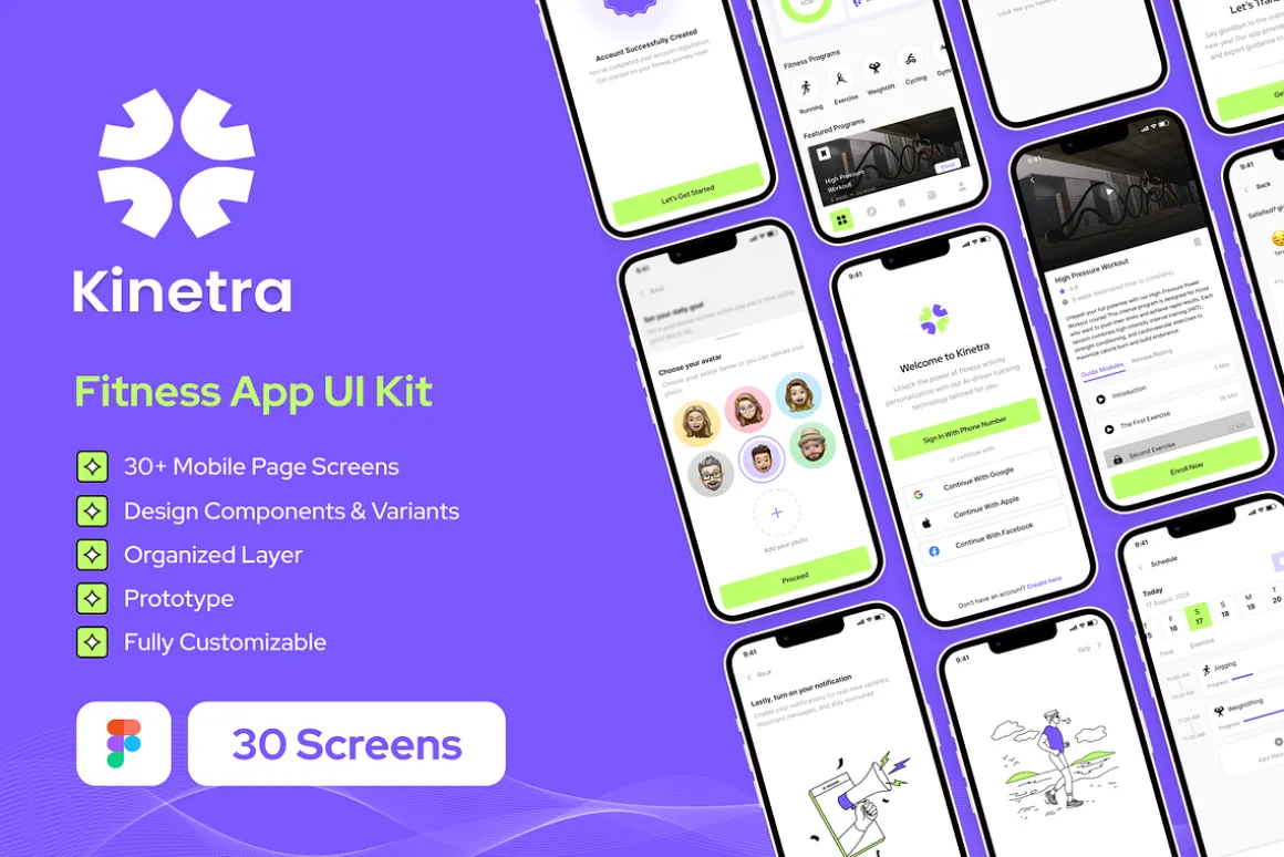 Kinetra - Fitness App UI Kit