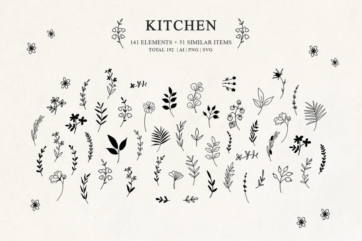 Kitchen line drawing for bakery logo