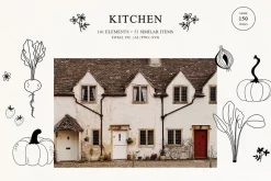 Kitchen line drawing for bakery logo