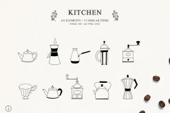 Kitchen line drawing for bakery logo