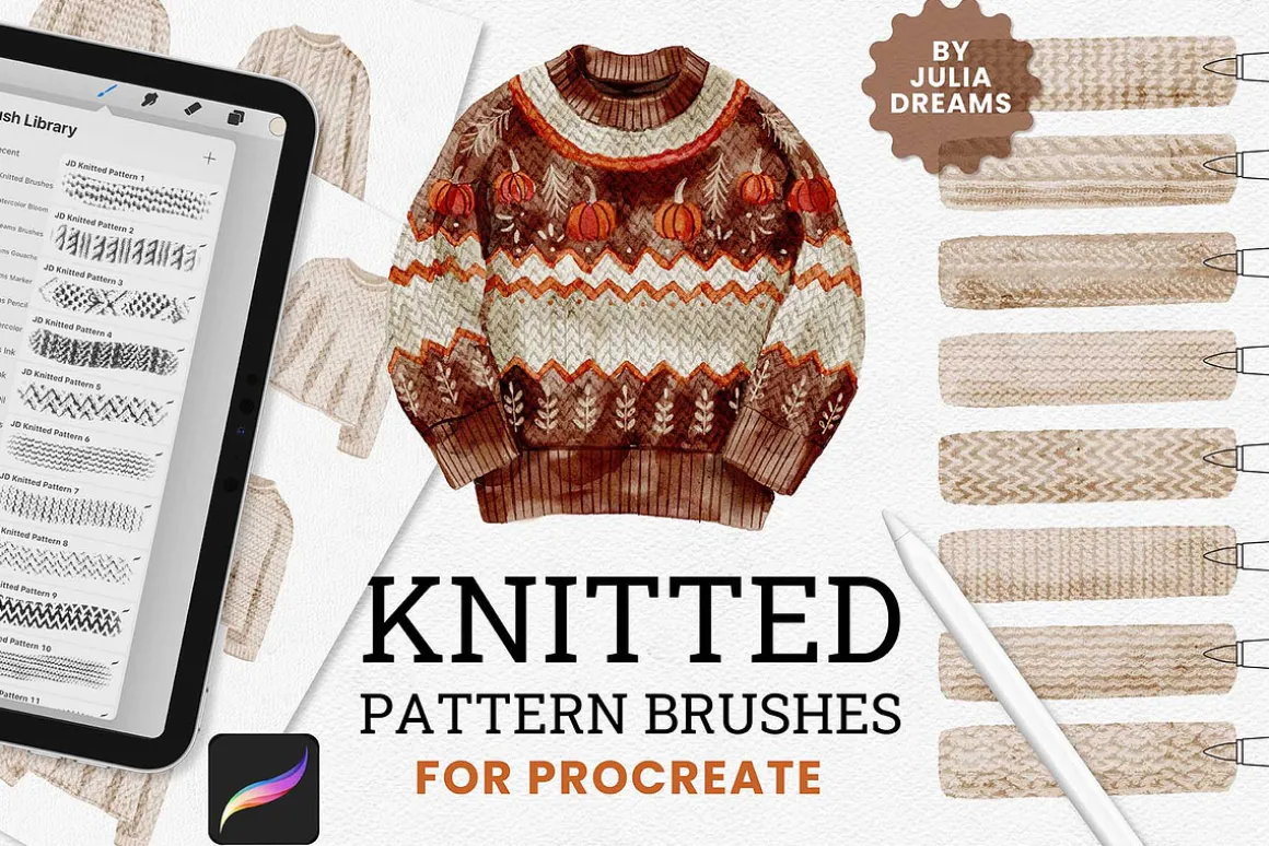 Knitted Pattern Procreate Brushes