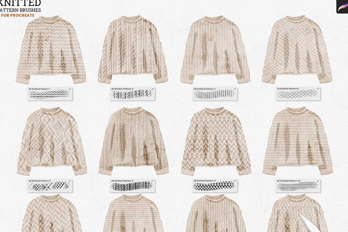 Knitted Pattern Procreate Brushes