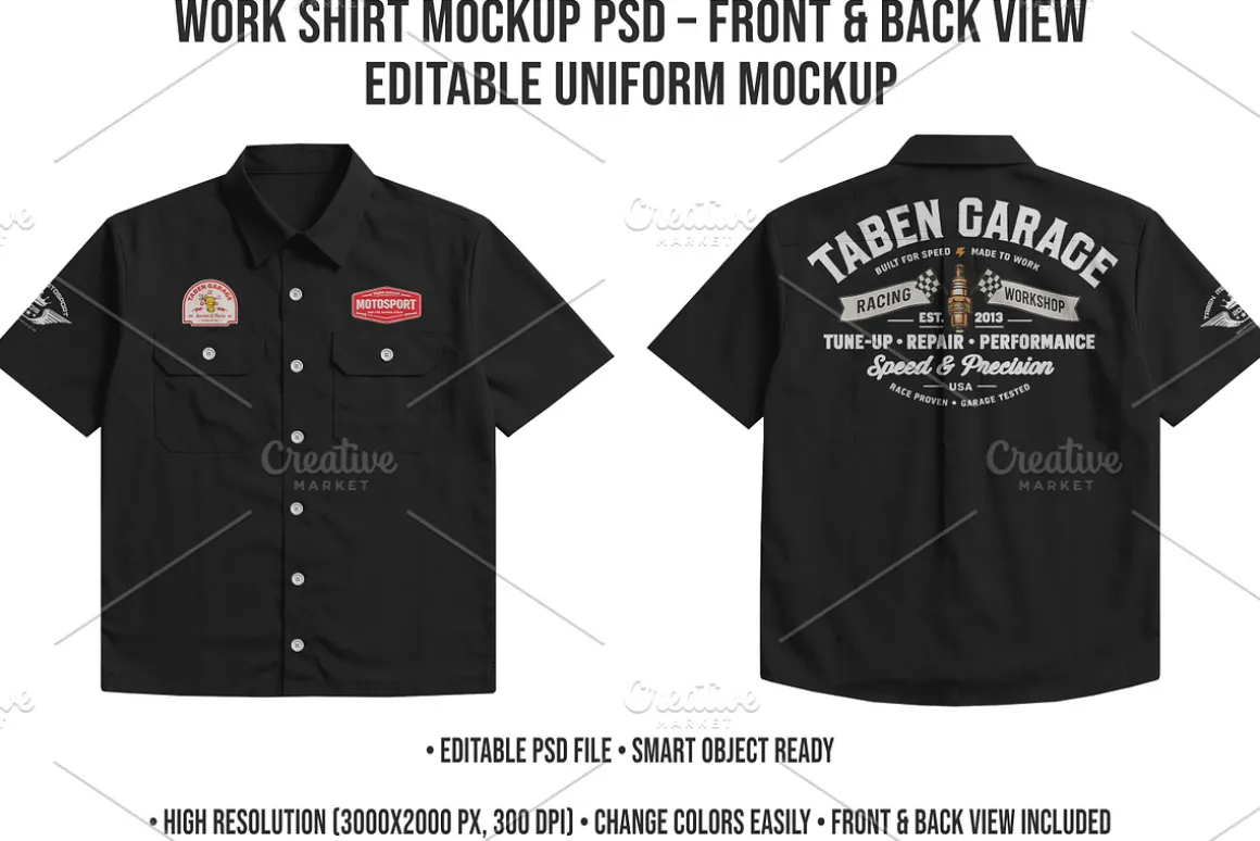 4K Work Shirt Mockup PSD Editable