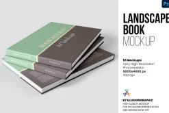 Landscape Book Mockup - 12 views