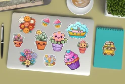Laptop and Notebook Stickers Mockup