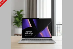 Laptop Mockup Kitchen Counter