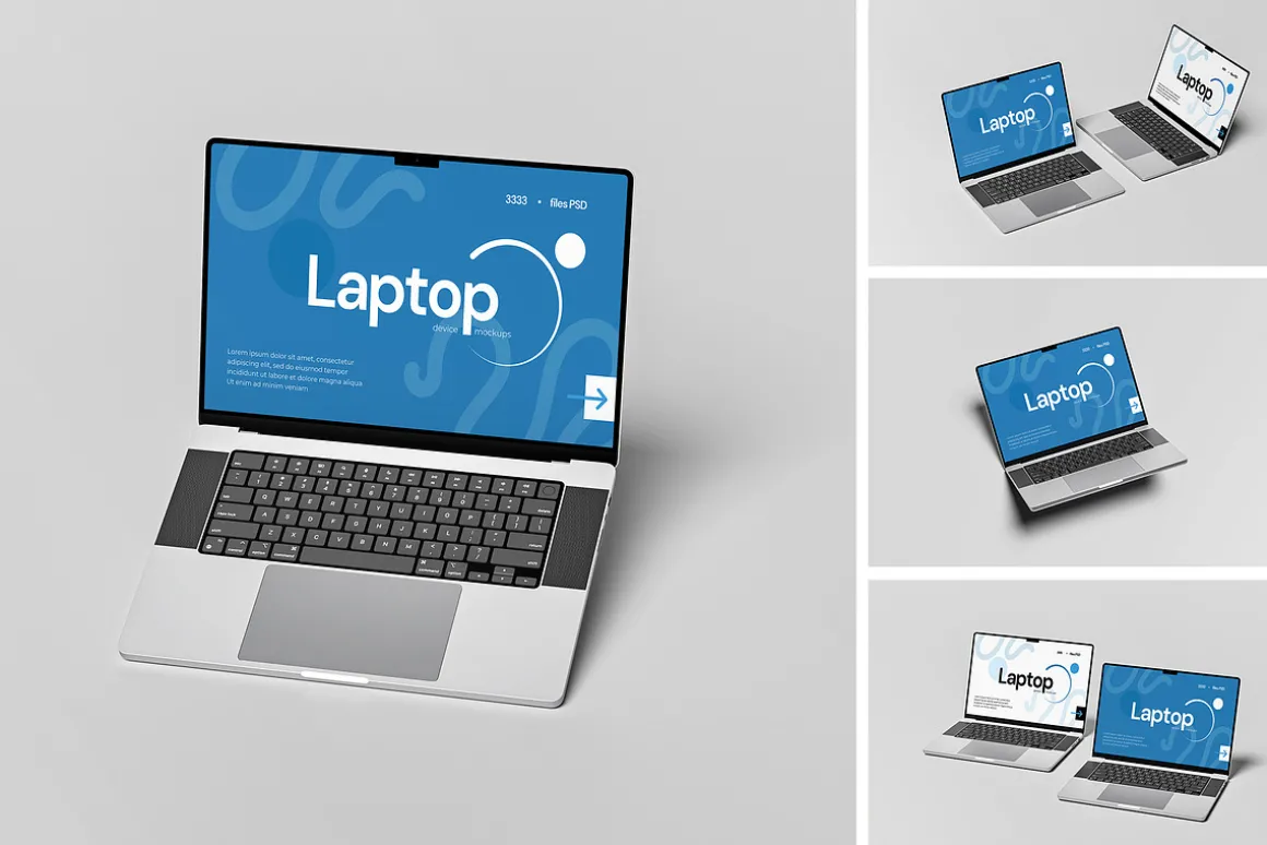 Laptop Mockup with Customizable Scre